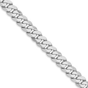 Men's 6.25mm, 14k White Gold, Flat Beveled Curb Chain Necklace, 20 In